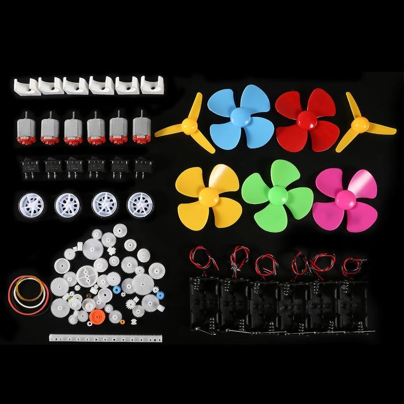 AEDIKO 6 Sets DC Motors Kit Mini Electric Hobby Motor 3V -12V 25000RPM with Plastic Gears 2X AA Battery Holder Boat Rocker Switch Shaft Propeller for DIY Science Projects - Image 2